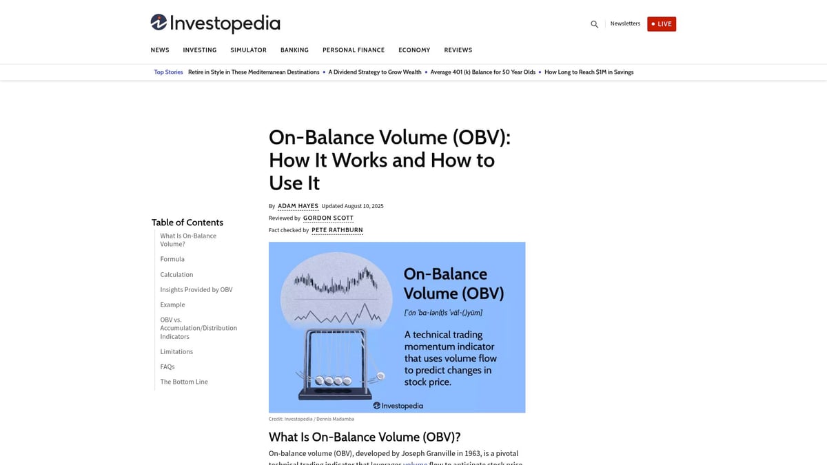 7 Powerful Volume Indicator Tools for Smarter Trading in 2026 - On-Balance Volume (OBV)